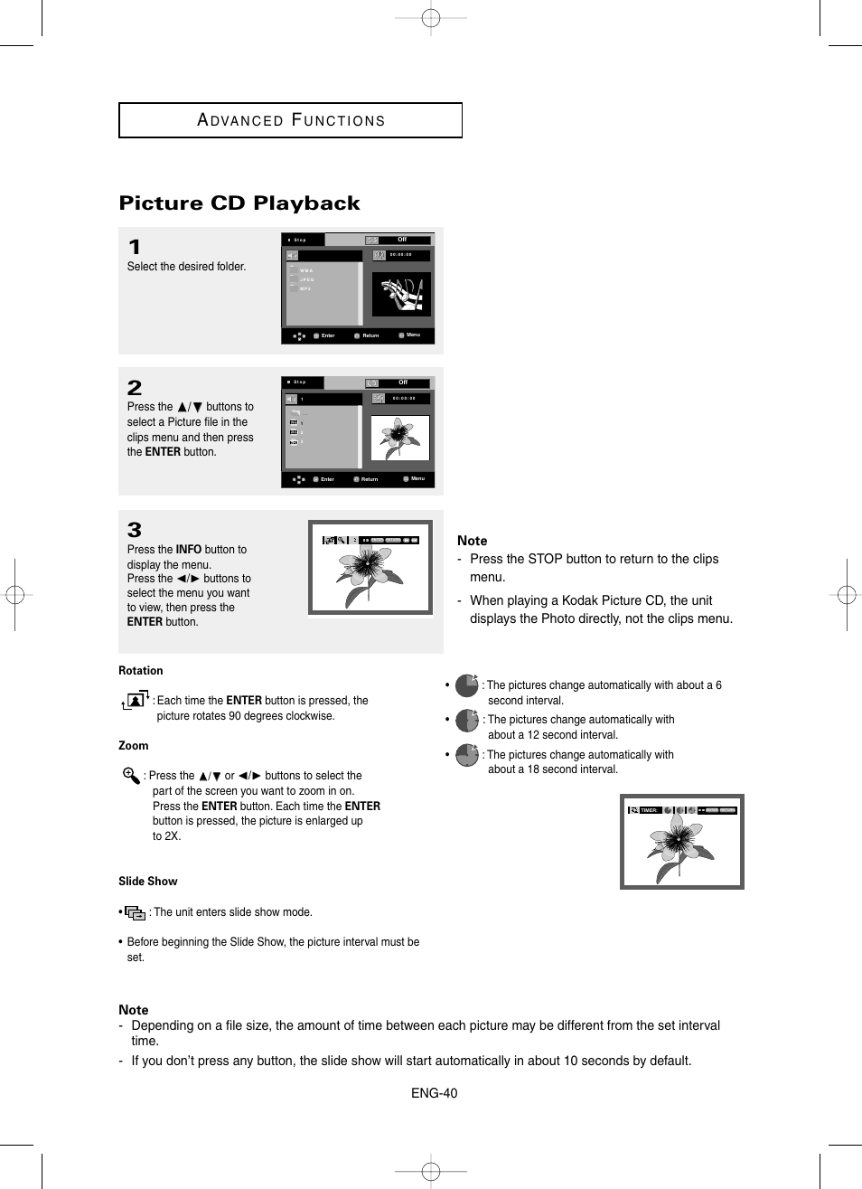 Picture cd playback, Eng-40 | Samsung DVD-HD860 User Manual | Page 40 / 64