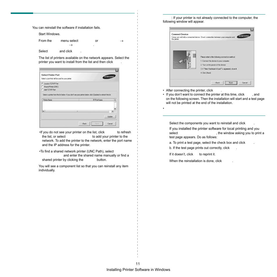 Reinstalling printer software | Samsung SCX-6545N Series User Manual | Page 151 / 190