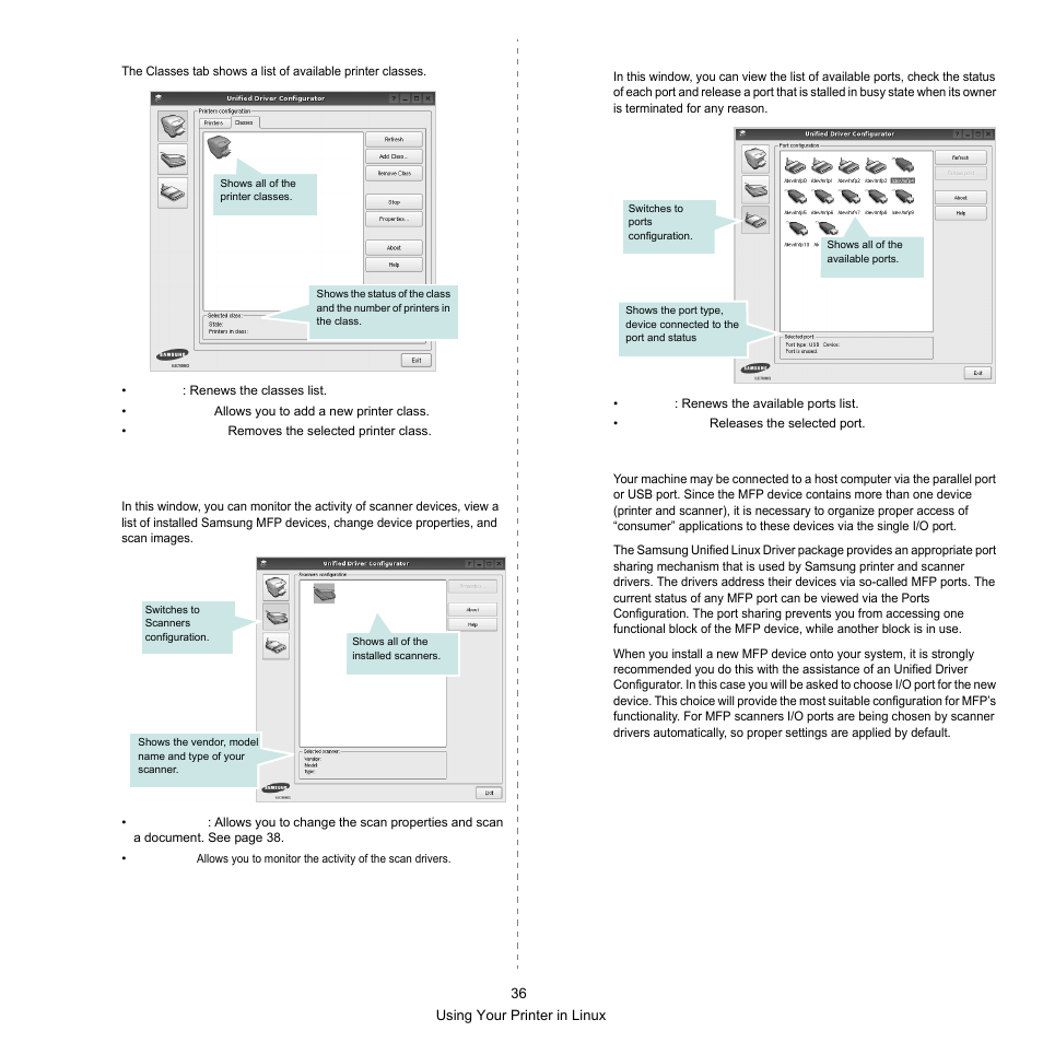Scanners configuration, Ports configuration | Samsung SCX-6545N Series User Manual | Page 176 / 190