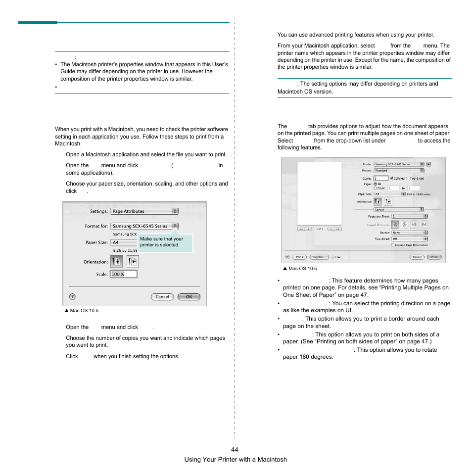 Printing, Printing a document, Changing printer settings | Samsung SCX-6545N Series User Manual | Page 184 / 190