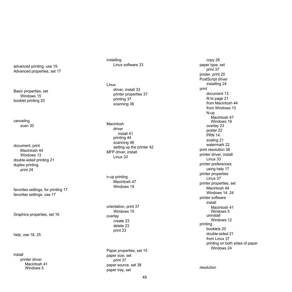 Software section index, Index | Samsung SCX-6545N Series User Manual | Page 189 / 190