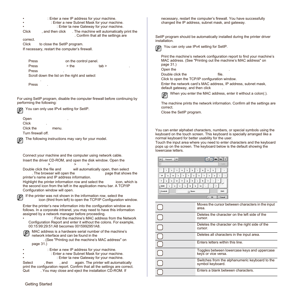 Ip setting using setip program (macintosh), Ip setting using setip program (linux), Understanding the keyboard | Ip setting using setip program (macintosh)" on | Samsung SCX-6545N Series User Manual | Page 32 / 190