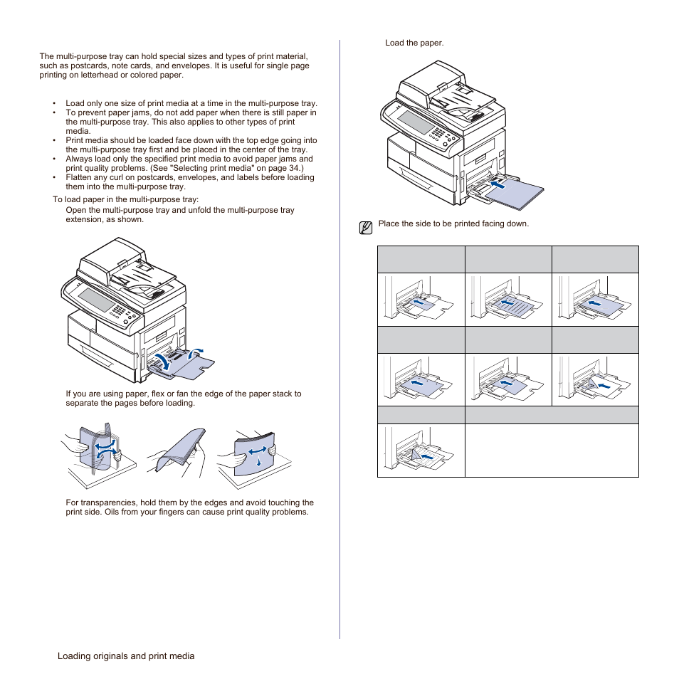 In the multi-purpose tray | Samsung SCX-6545N Series User Manual | Page 40 / 190