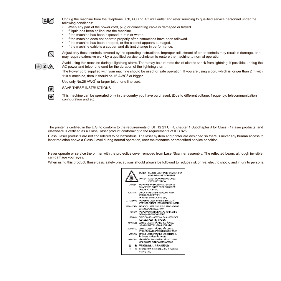 Laser safety statement | Samsung SCX-6545N Series User Manual | Page 6 / 190