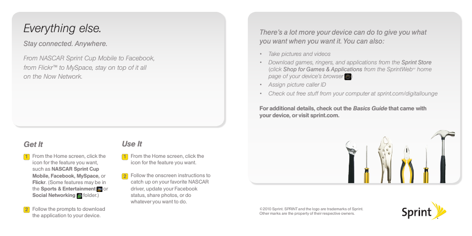 Everything else, Get it use it | Samsung BOLD 9650 User Manual | Page 5 / 5