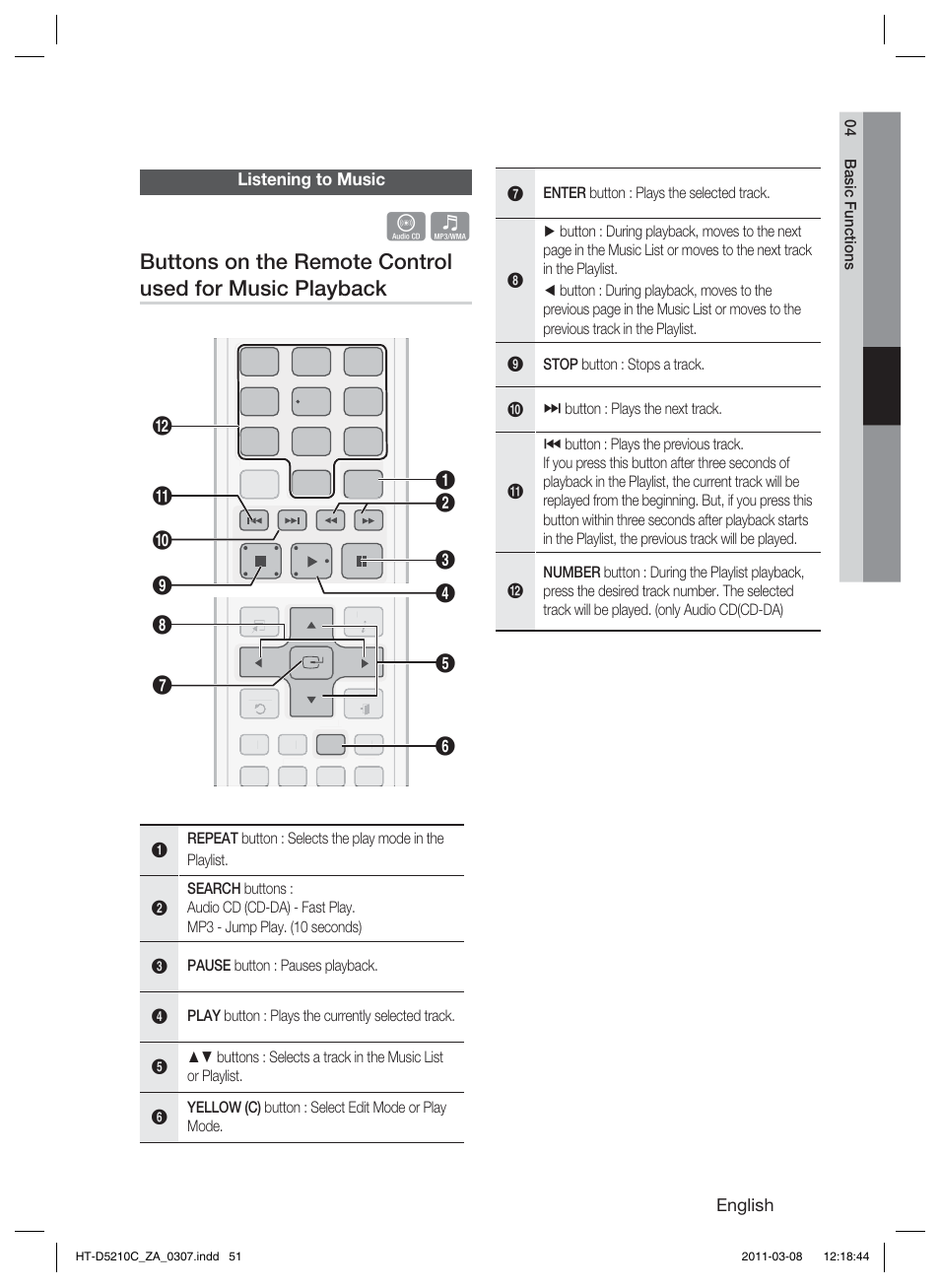 Listening to music | Samsung HT-D5210C User Manual | Page 51 / 78