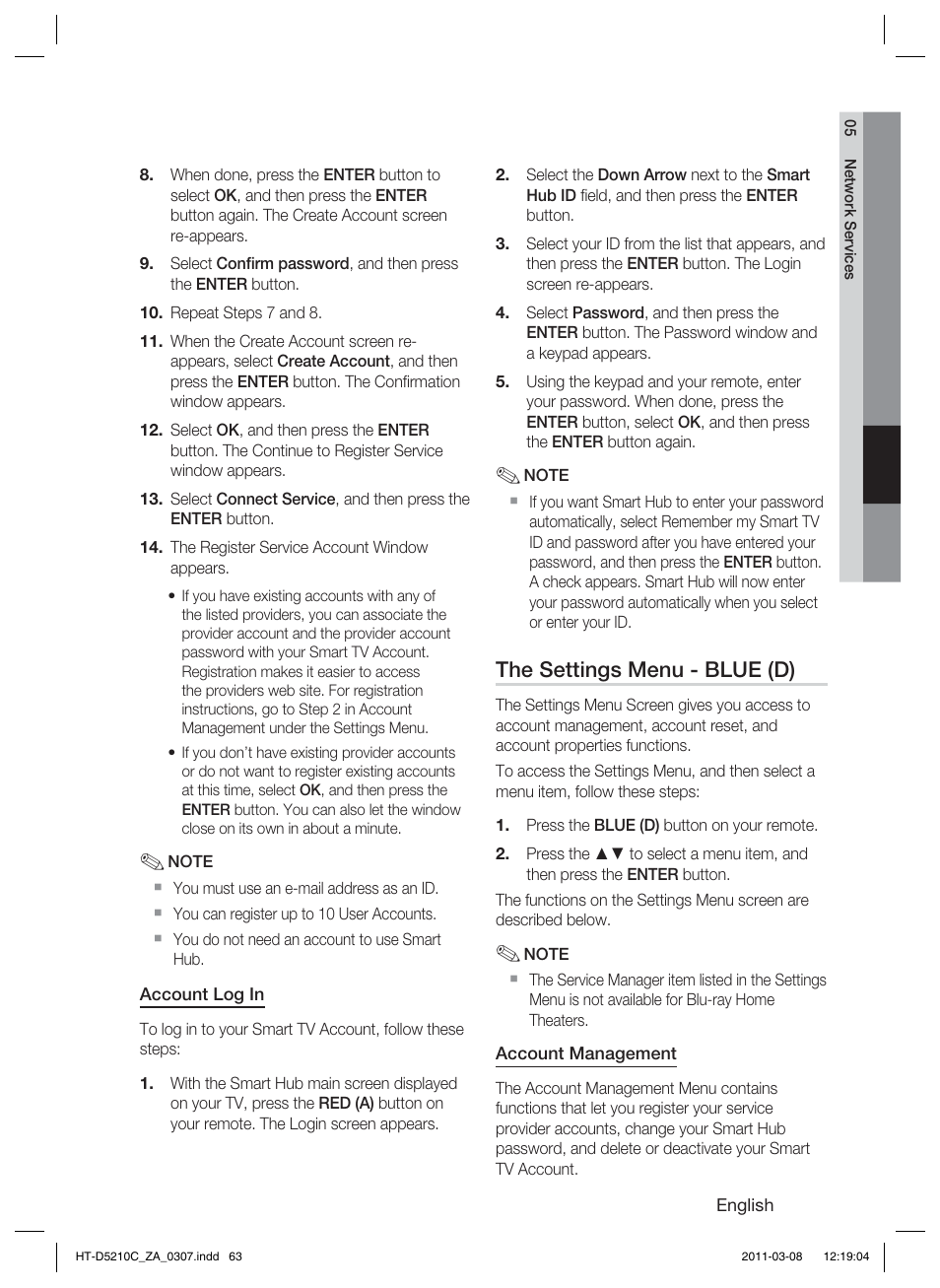 The settings menu - blue (d) | Samsung HT-D5210C User Manual | Page 63 / 78