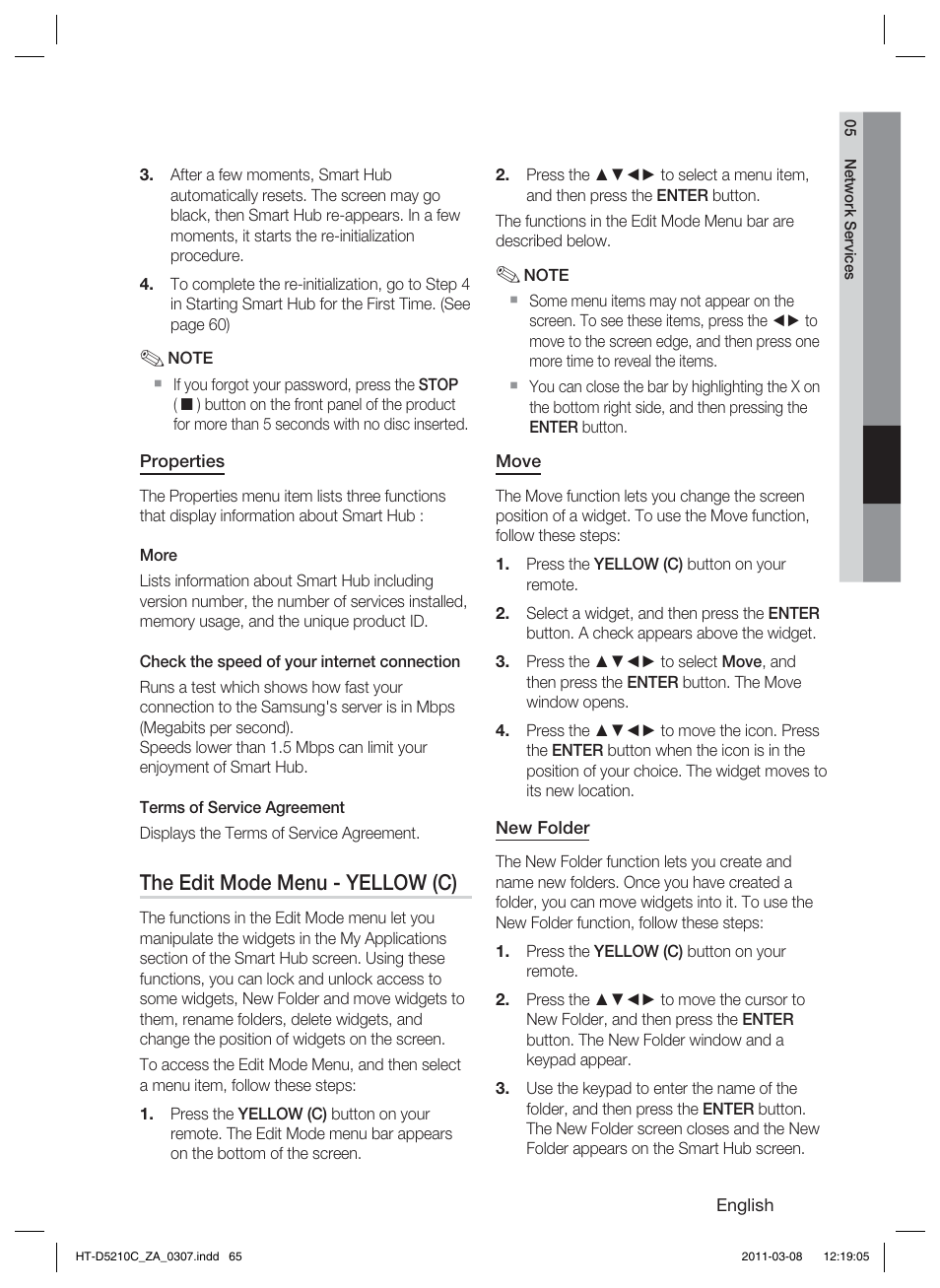 The edit mode menu - yellow (c) | Samsung HT-D5210C User Manual | Page 65 / 78
