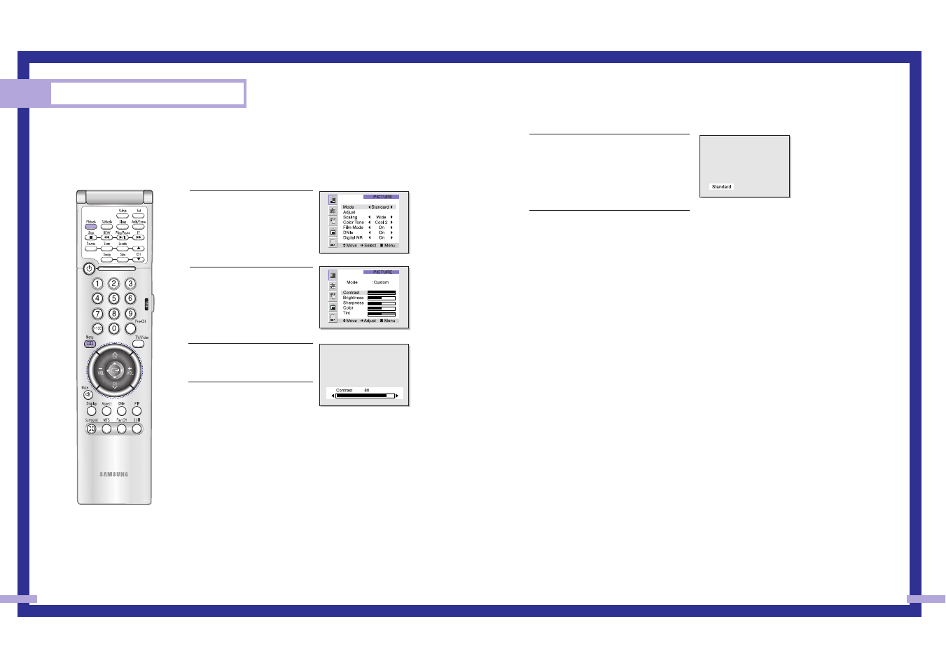 Operation, Picture control | Samsung Tantus HLM 437W User Manual | Page 20 / 46