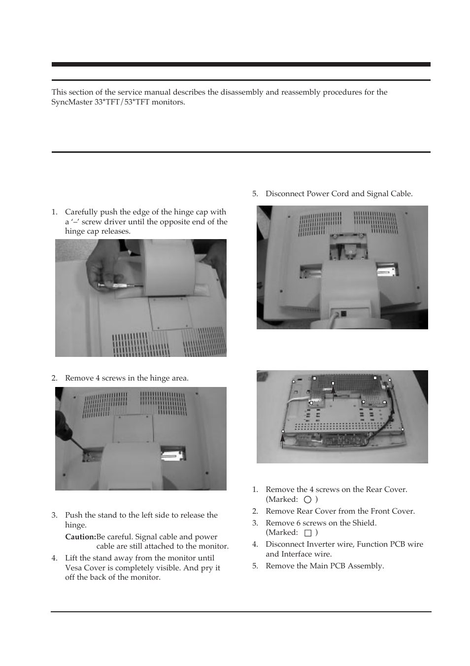 5 disassembly and reassembly, 1 disassembly | Samsung 330TFT User Manual | Page 15 / 52