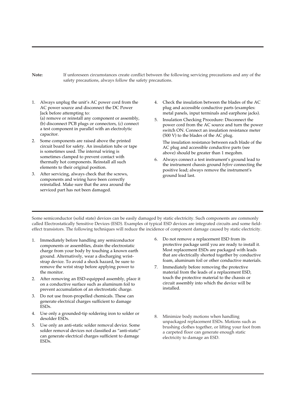 2 servicing precautions, 2-1 general servicing precautions | Samsung 330TFT User Manual | Page 4 / 52