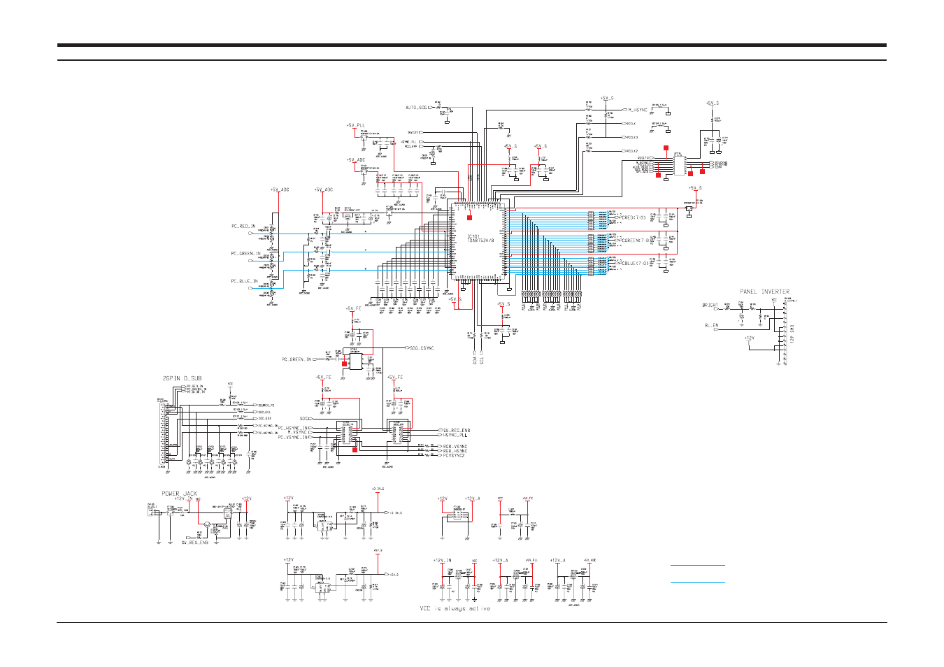 12 schematic diagrams, 1 dac & io part schematic diagram, Power line signal line | Samsung 330TFT User Manual | Page 46 / 52