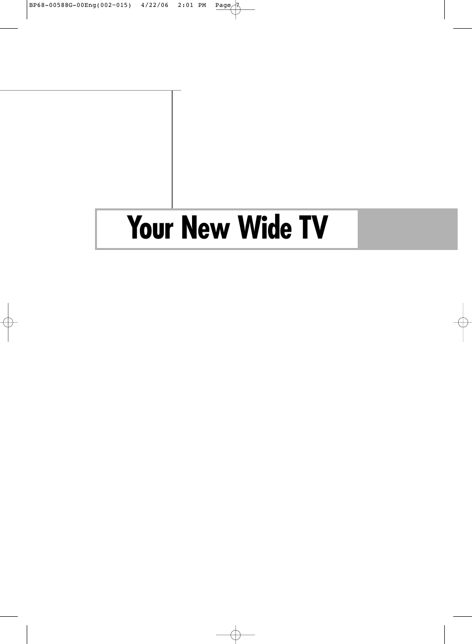 Your new wide tv | Samsung HL-S6167W User Manual | Page 7 / 116