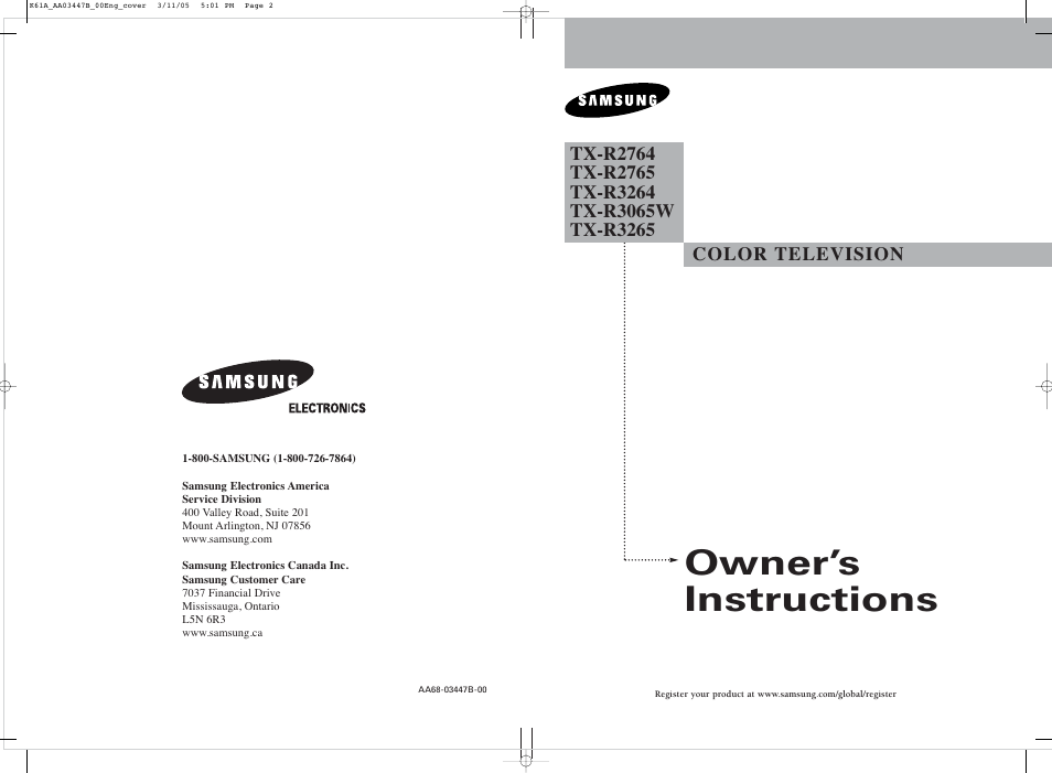 Samsung DynaFlat TX R3265 User Manual | 68 pages