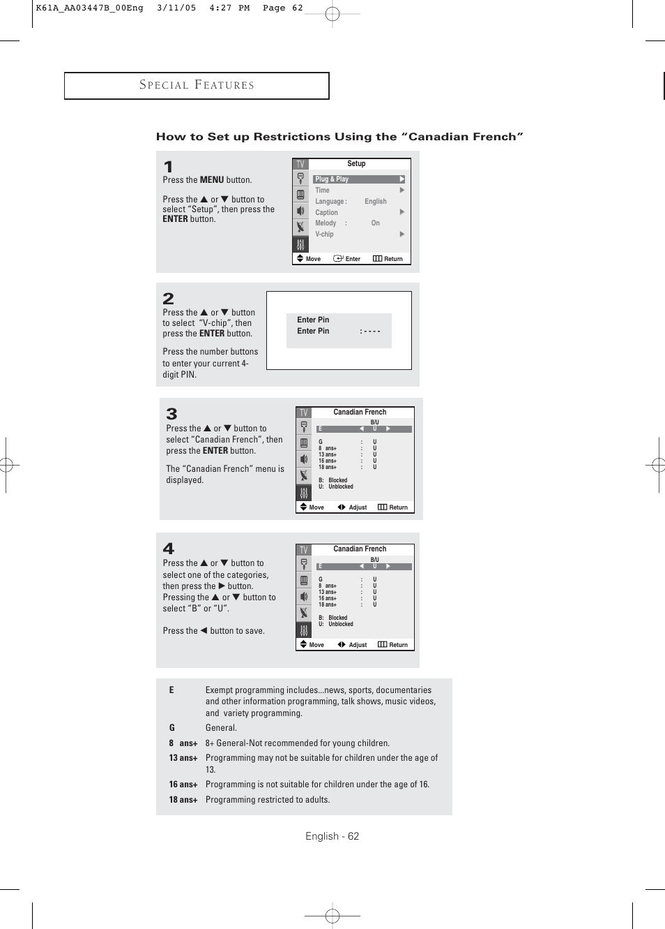 Samsung DynaFlat TX R3265 User Manual | Page 62 / 68