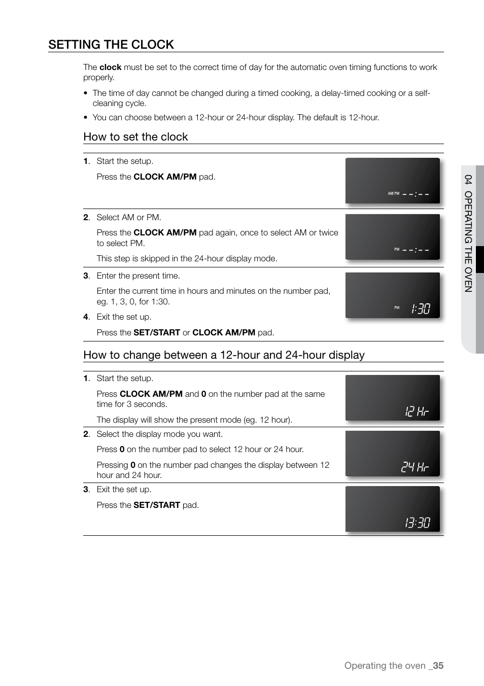 Setting the clock, How to set the clock | Samsung FE-N500** User Manual | Page 35 / 72