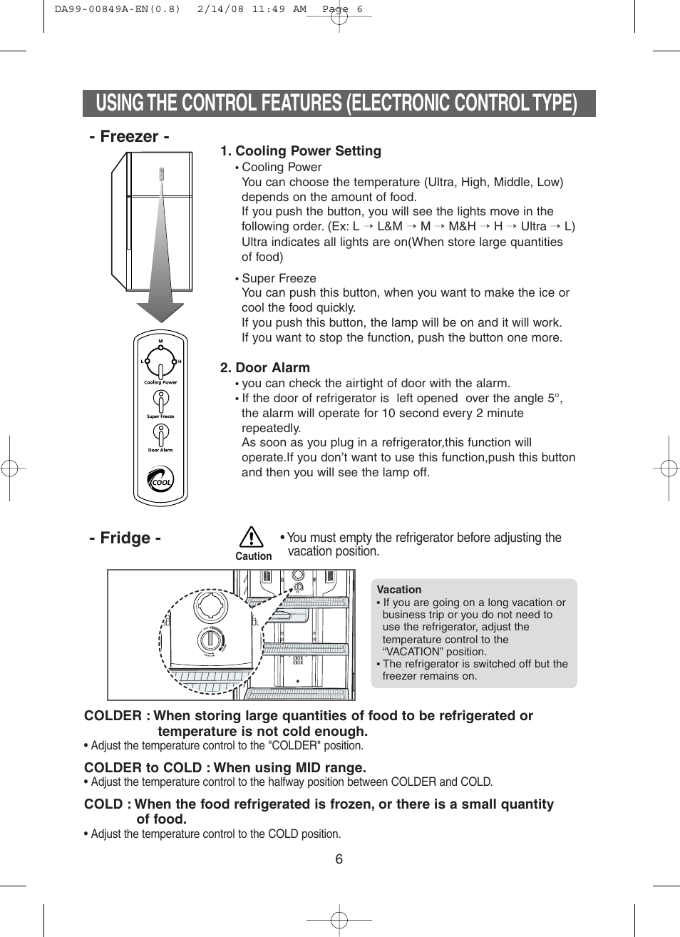 Fridge - - freezer | Samsung DA99-00849A User Manual | Page 6 / 16