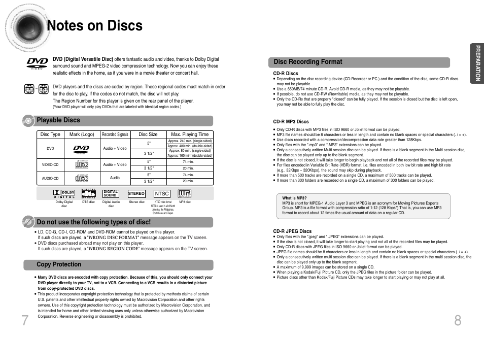 Notes on discs, Disc recording format | Samsung HT-DB660 User Manual | Page 5 / 38