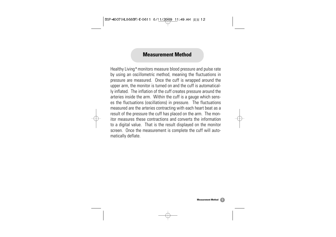 Measurement method | Samsung BSP-4007 User Manual | Page 10 / 66