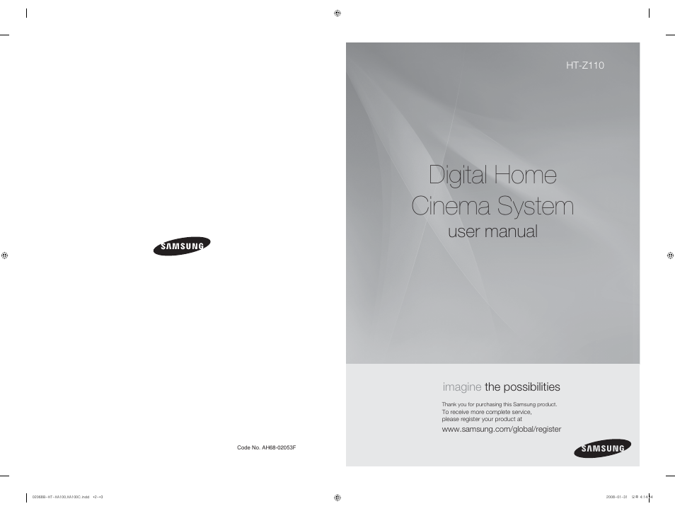 Samsung HT-Z110 User Manual | 34 pages