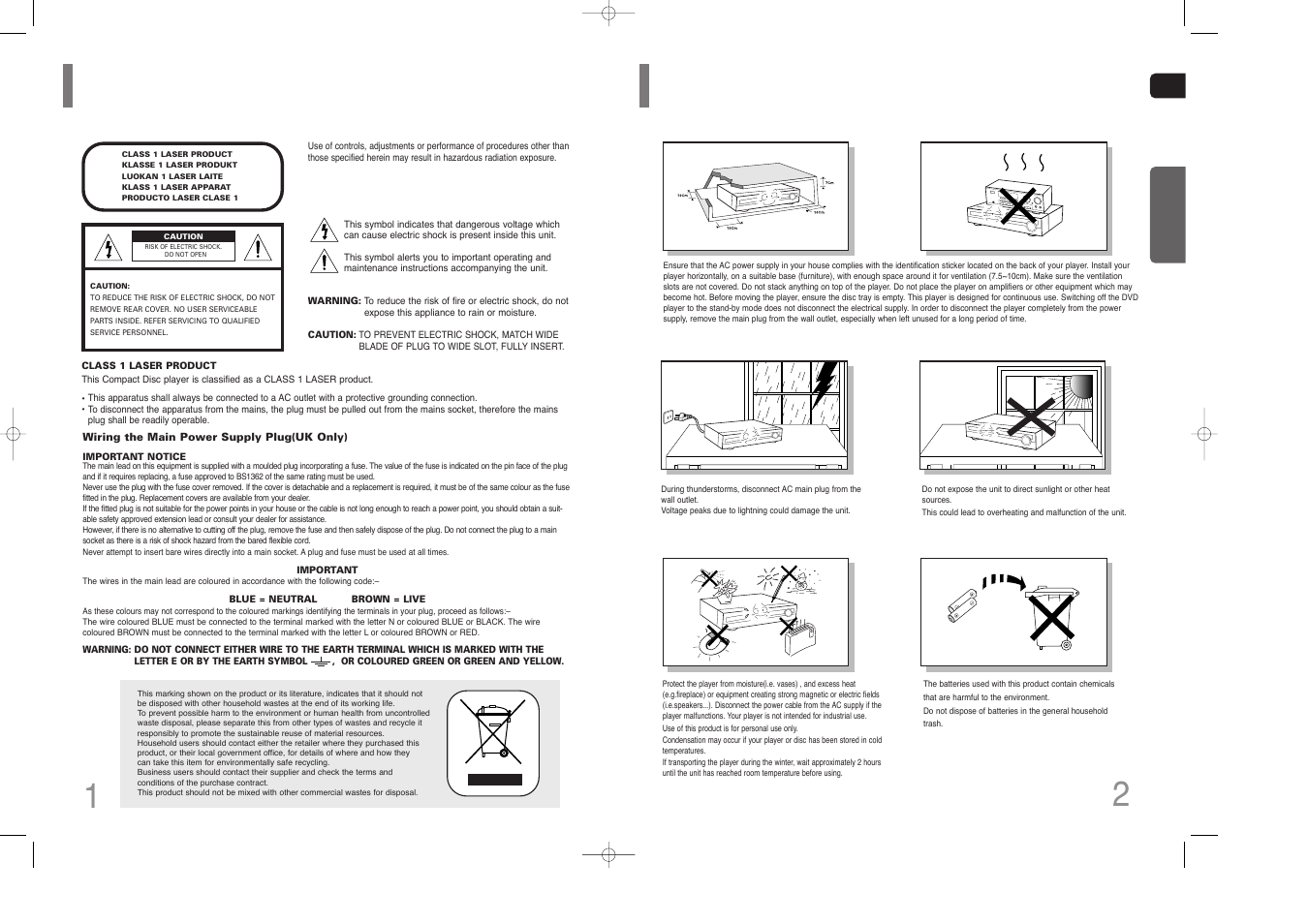 Safety warnings, Precautions, 2precautions | 1safety warnings, Phones | Samsung HT-Z110 User Manual | Page 2 / 34