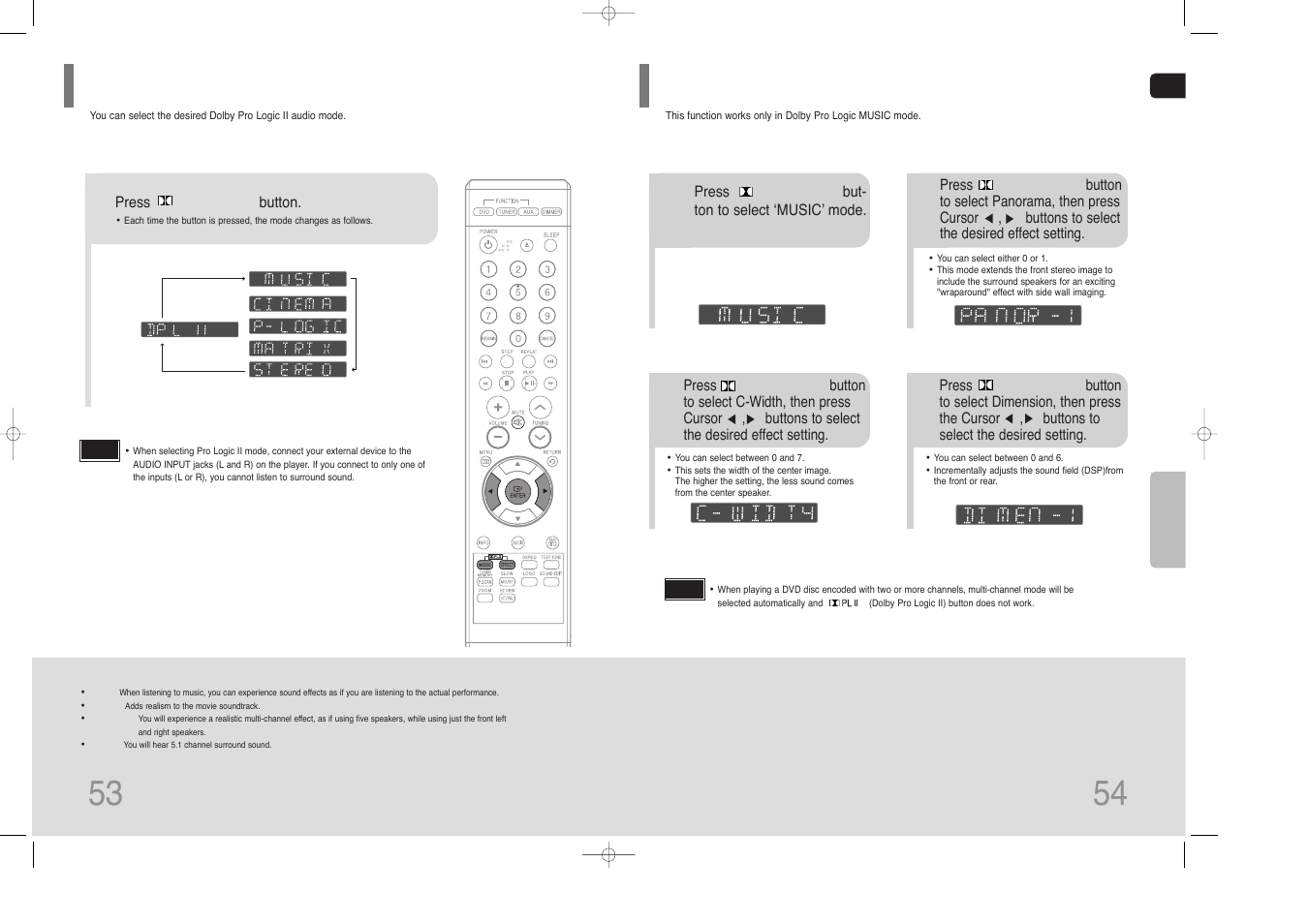 Dolby pro logic ii mode, Dolby pro logic ii effect, Dolby pro logic ii effect 53 | Samsung HT-Z110 User Manual | Page 28 / 34