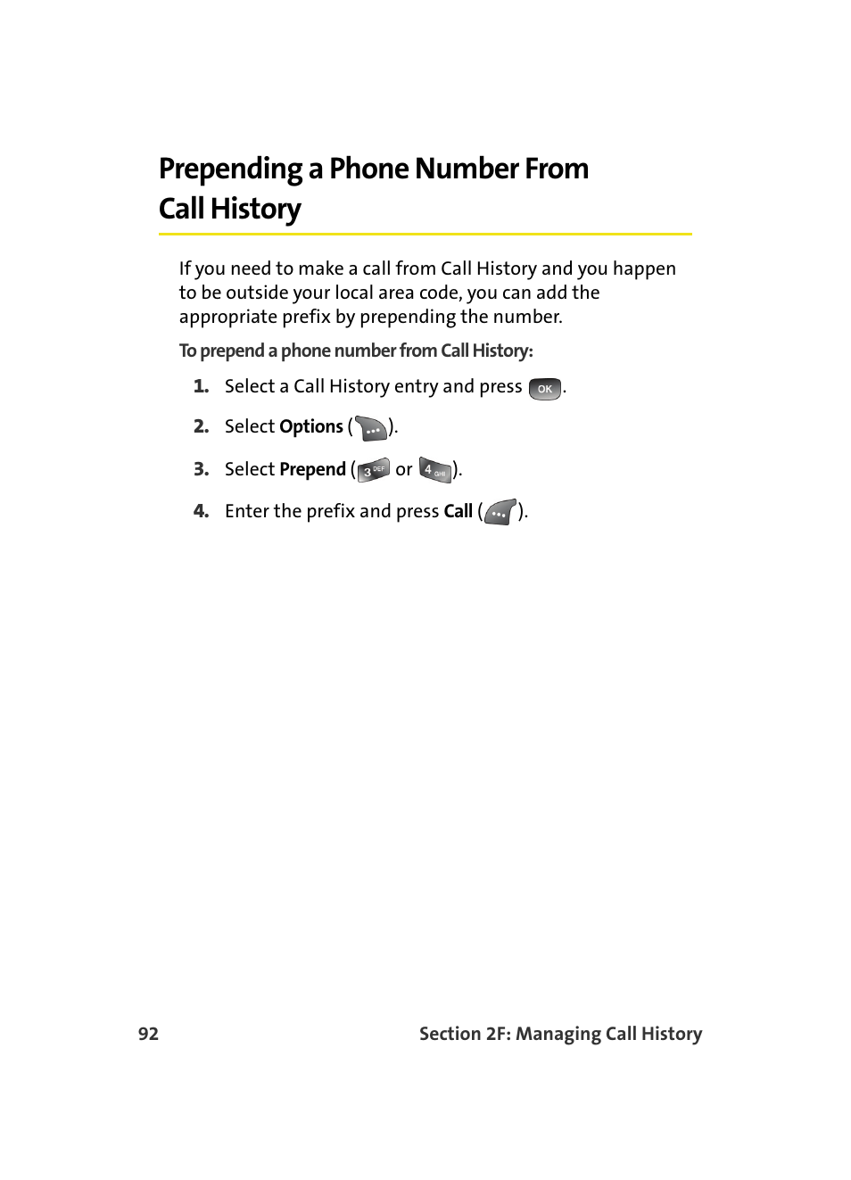 Prepending a phone number from call history | Samsung A560 User Manual | Page 100 / 179