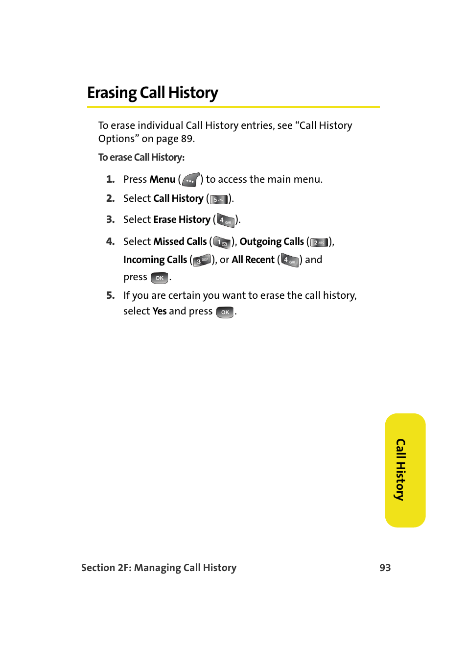 Erasing call history | Samsung A560 User Manual | Page 101 / 179