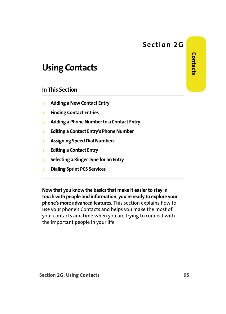 Using contacts, 2g. using contacts, S e c ti o n 2 g | Co n ta ct s | Samsung A560 User Manual | Page 103 / 179