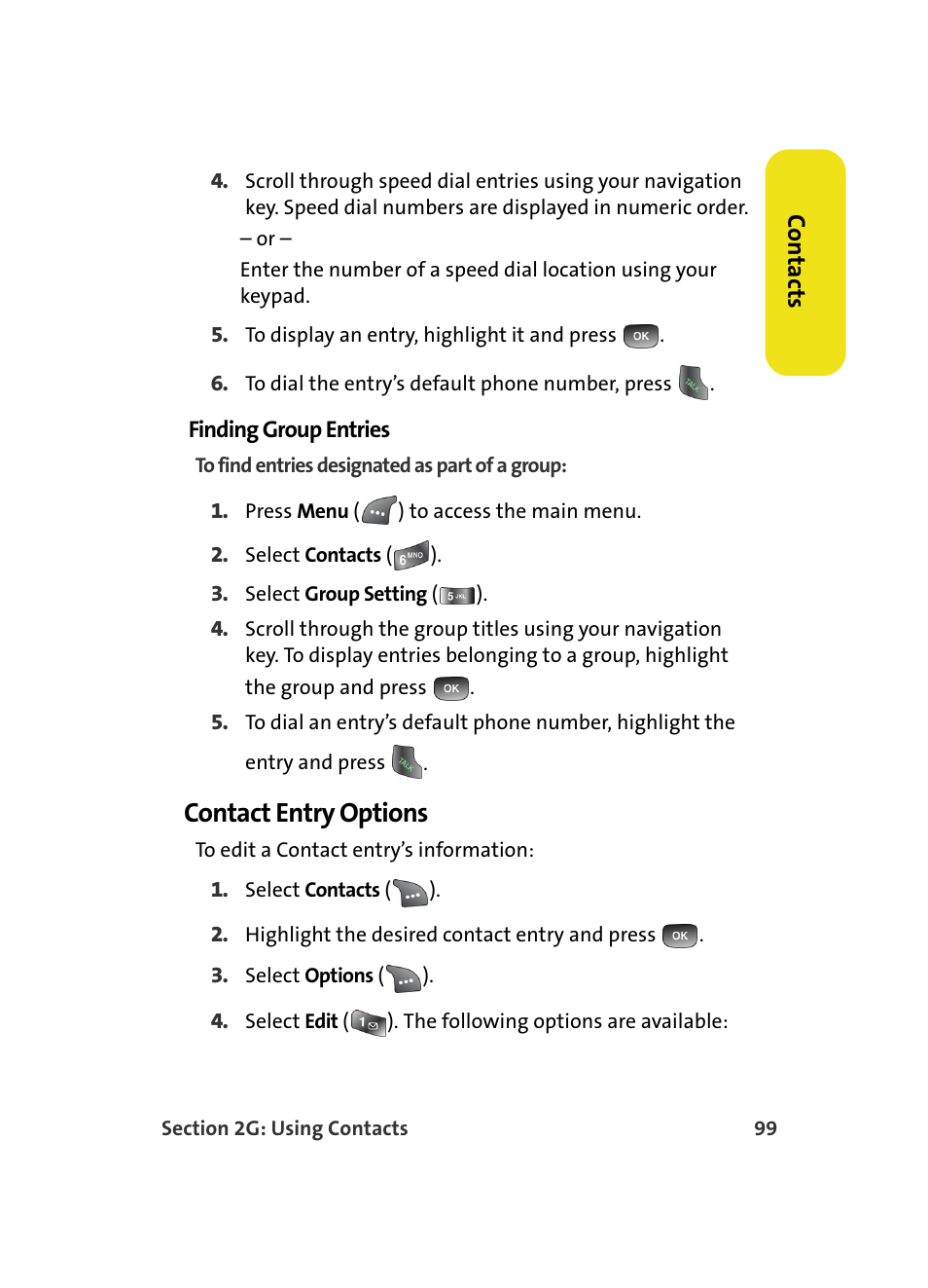 Contact entry options | Samsung A560 User Manual | Page 107 / 179