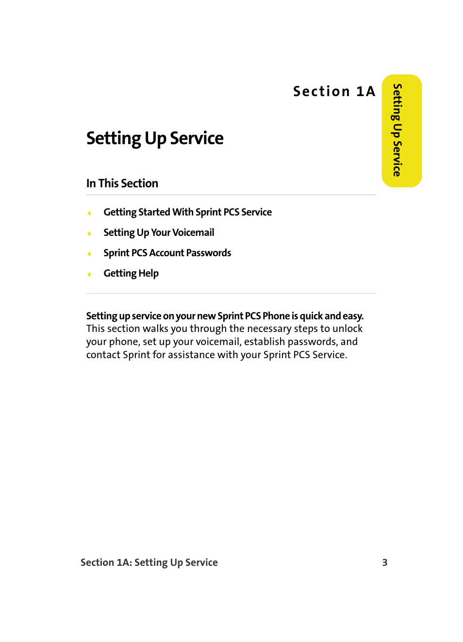 Setting up service, 1a. setting up service | Samsung A560 User Manual | Page 11 / 179