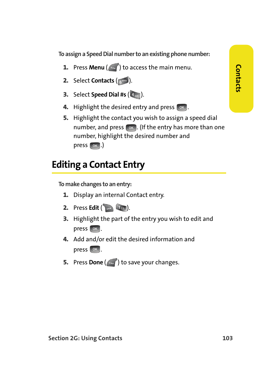 Editing a contact entry | Samsung A560 User Manual | Page 111 / 179