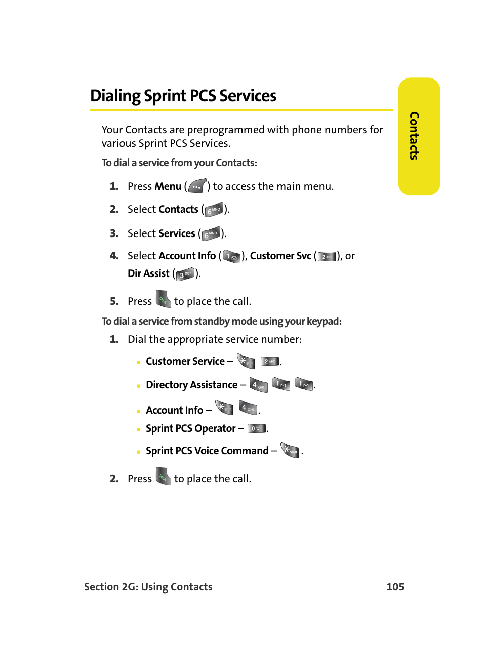 Dialing sprint pcs services, Co n ta ct s | Samsung A560 User Manual | Page 113 / 179