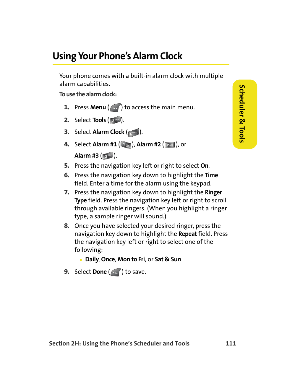 Using your phone’s alarm clock | Samsung A560 User Manual | Page 119 / 179
