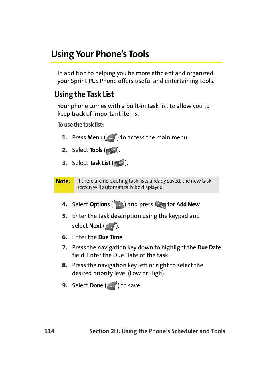 Using your phone’s tools, Using the task list | Samsung A560 User Manual | Page 122 / 179