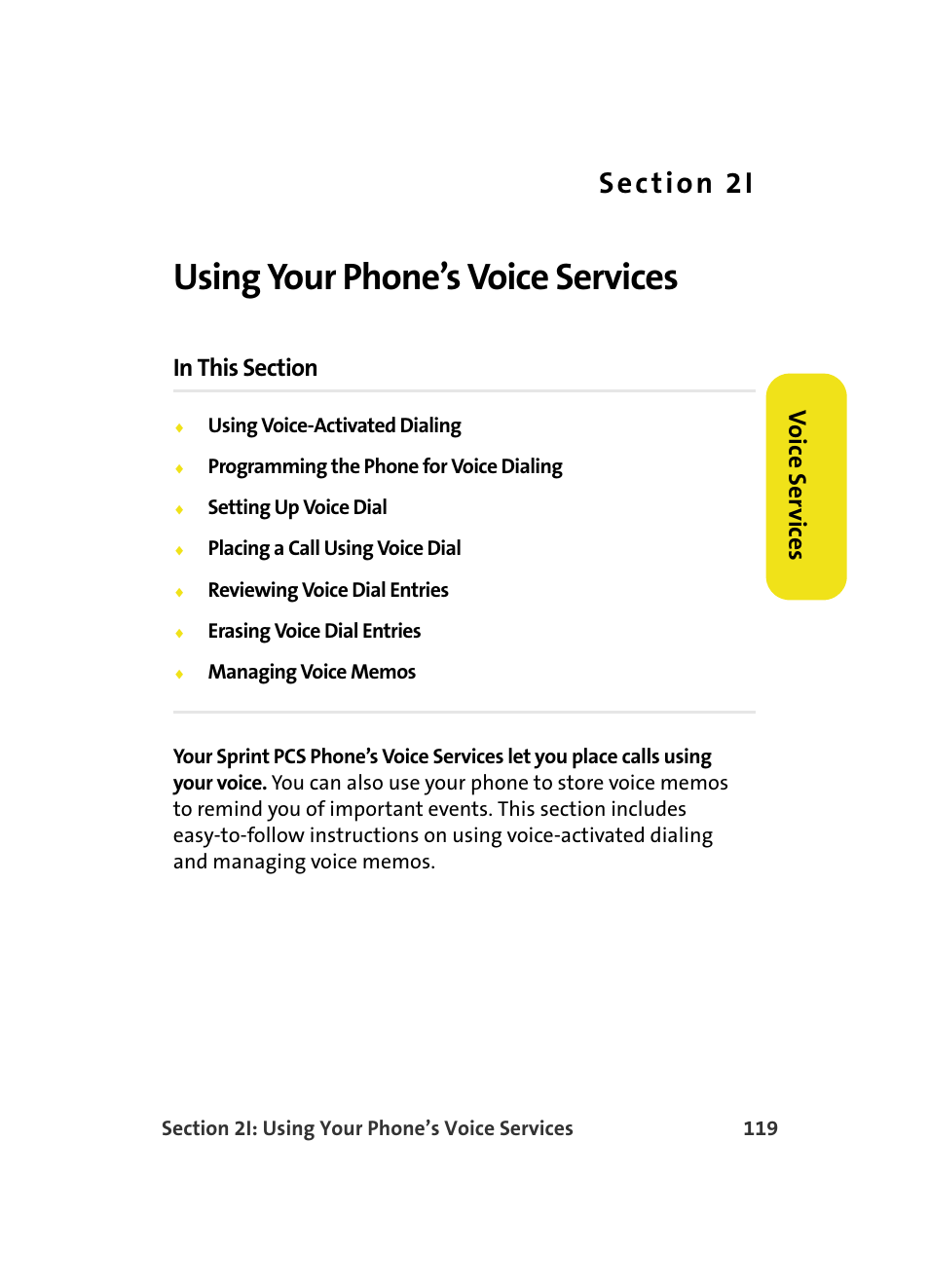 Using your phone’s voice services, 2i. using your phone’s voice services, Vo ice ser v ices | Samsung A560 User Manual | Page 127 / 179