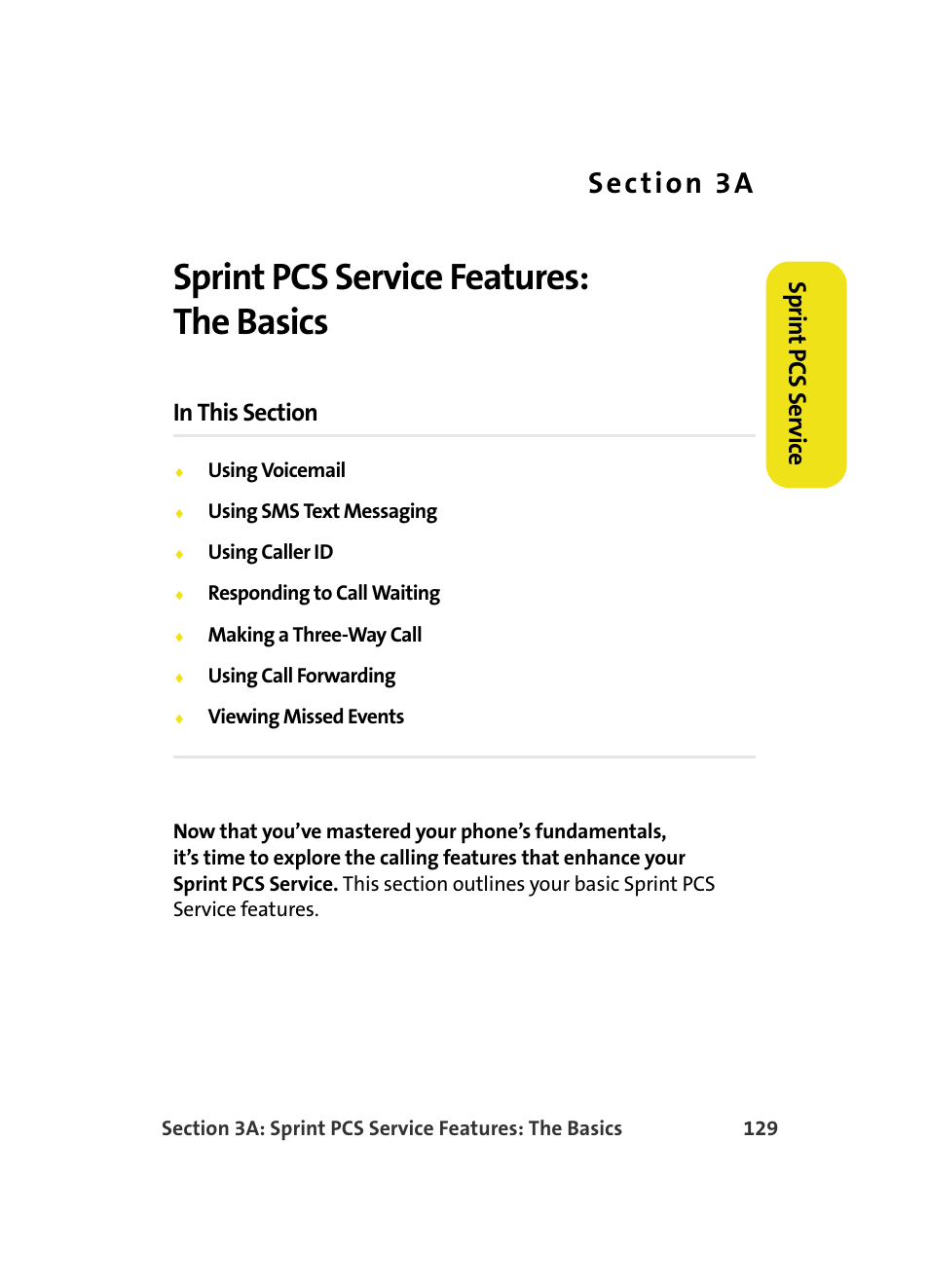 Sprint pcs service features: the basics, 3a. sprint pcs service features: the basics, Sprin t pcs ser vice | Samsung A560 User Manual | Page 137 / 179
