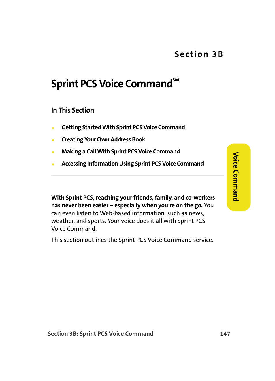 Sprint pcs voice commandsm, 3b. sprint pcs voice command, Sprint pcs voice command | S e c ti o n 3 b | Samsung A560 User Manual | Page 155 / 179