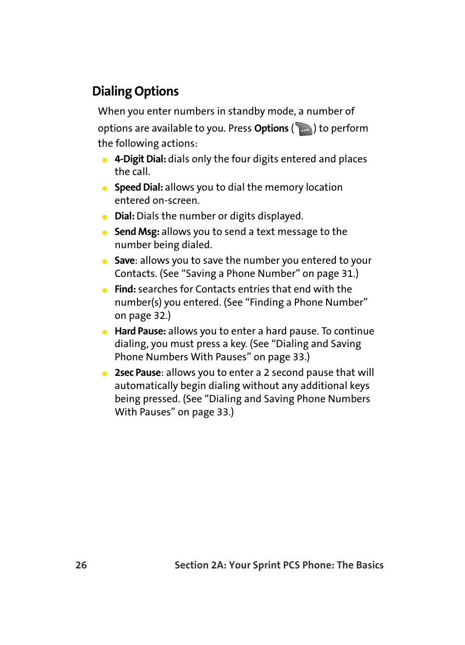 Dialing options | Samsung A560 User Manual | Page 34 / 179