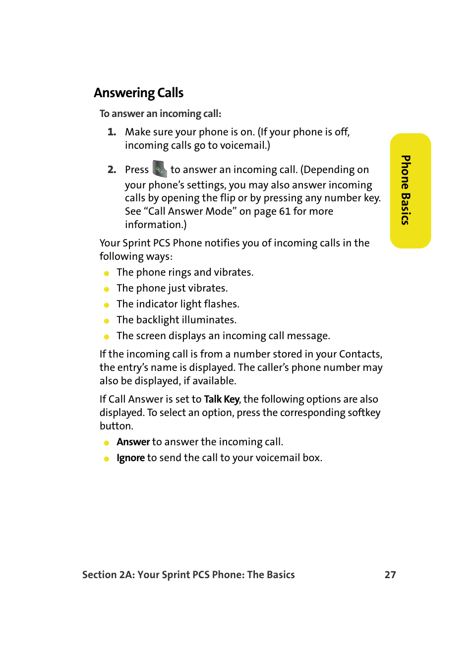 Answering calls, Phone basics | Samsung A560 User Manual | Page 35 / 179