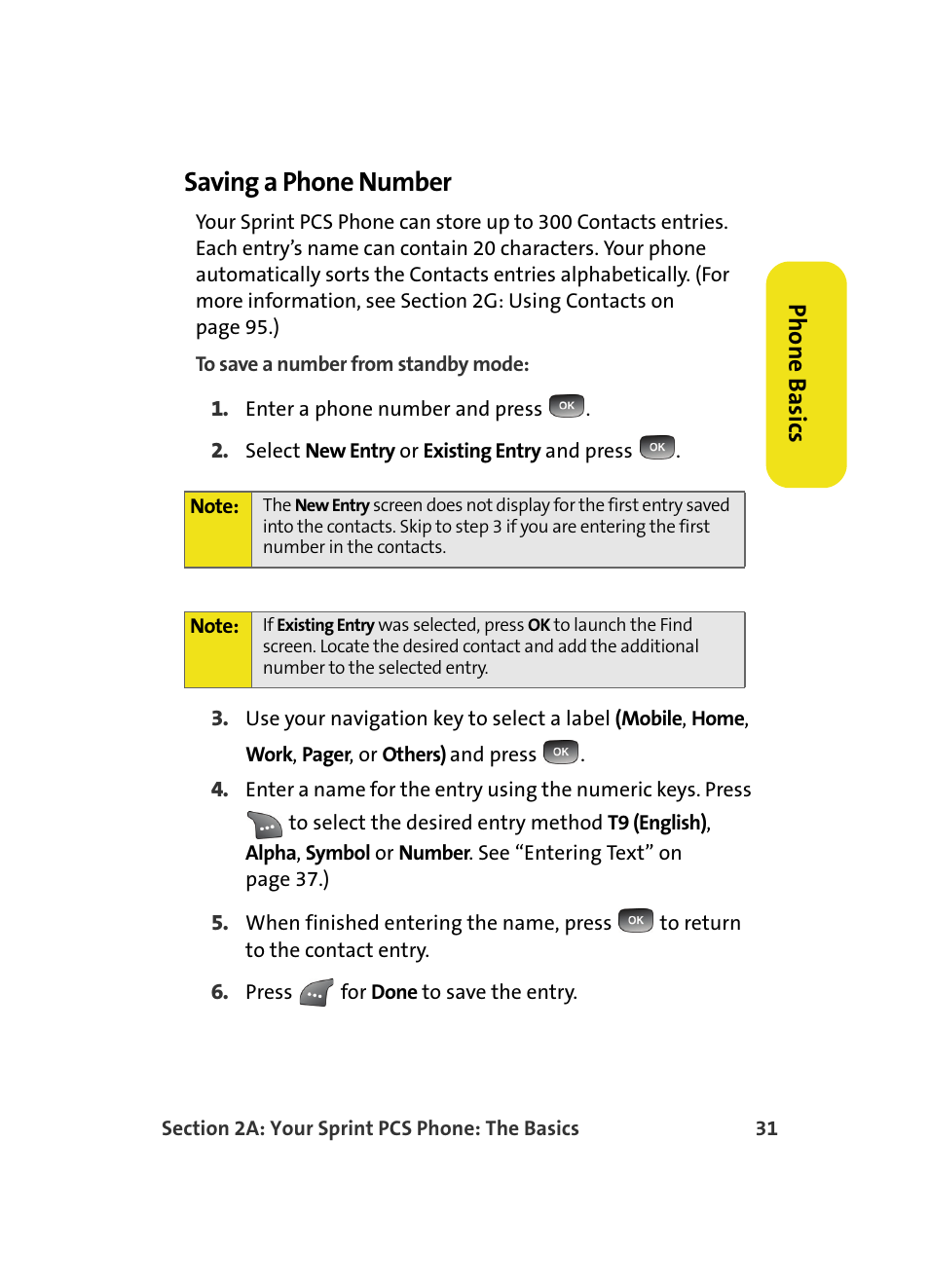 Saving a phone number, Phone basics | Samsung A560 User Manual | Page 39 / 179