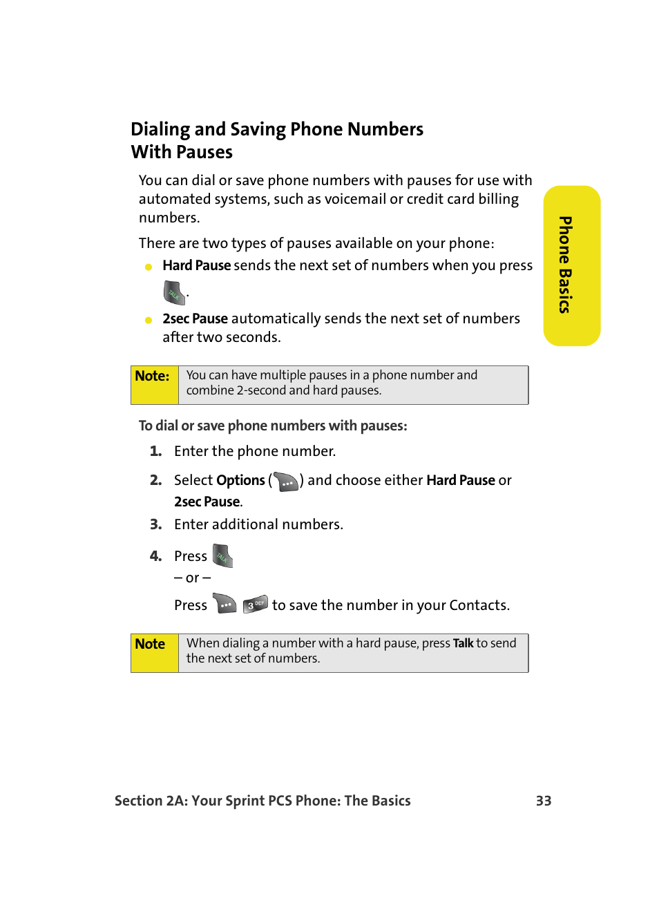 Dialing and saving phone numbers with pauses, Phone basics | Samsung A560 User Manual | Page 41 / 179