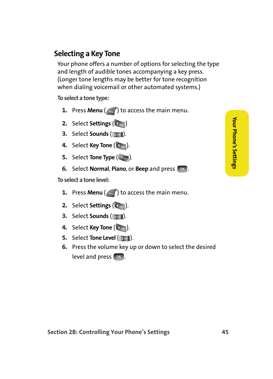 Selecting a key tone | Samsung A560 User Manual | Page 53 / 179