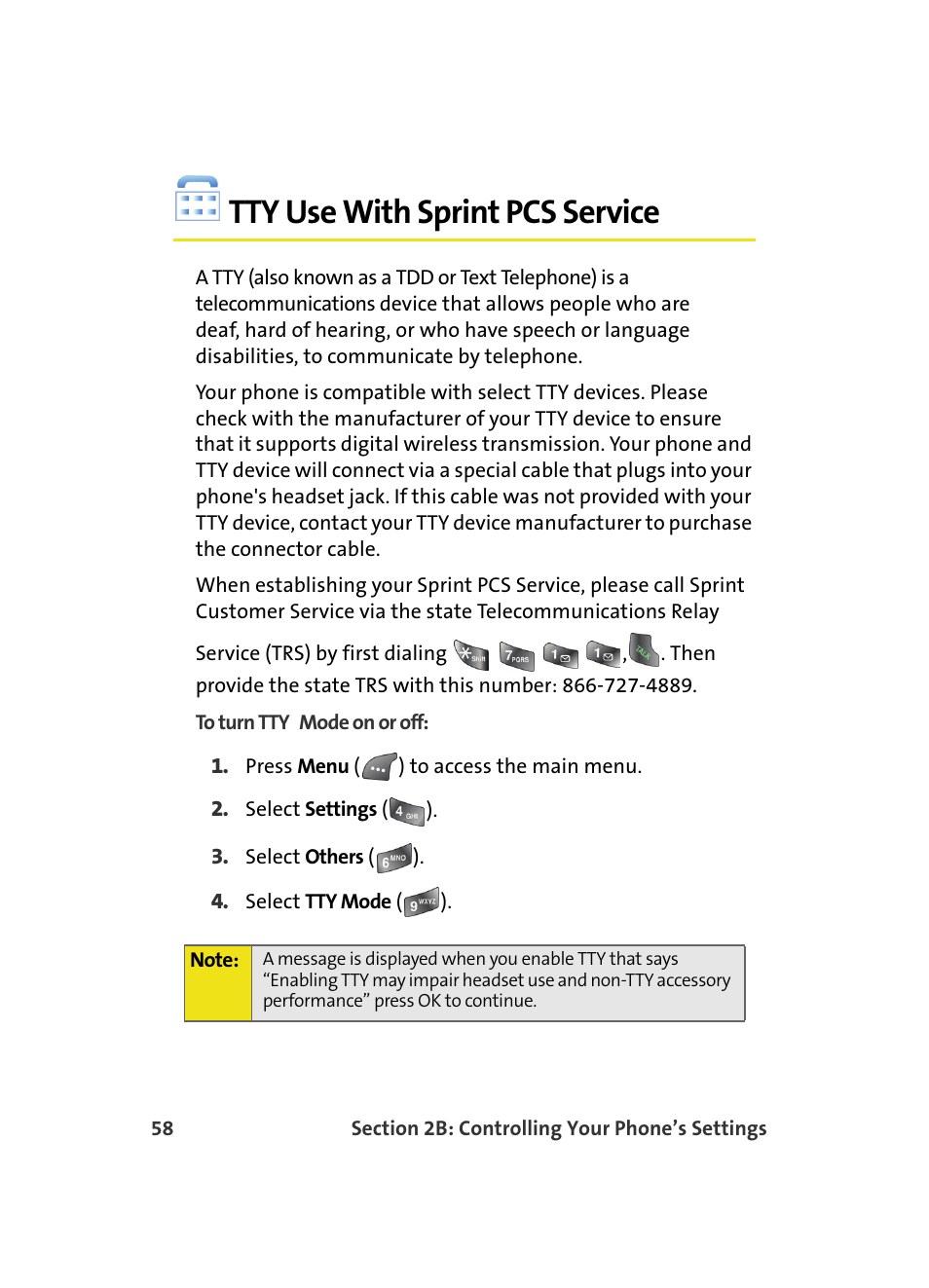 Tty use with sprint pcs service | Samsung A560 User Manual | Page 66 / 179