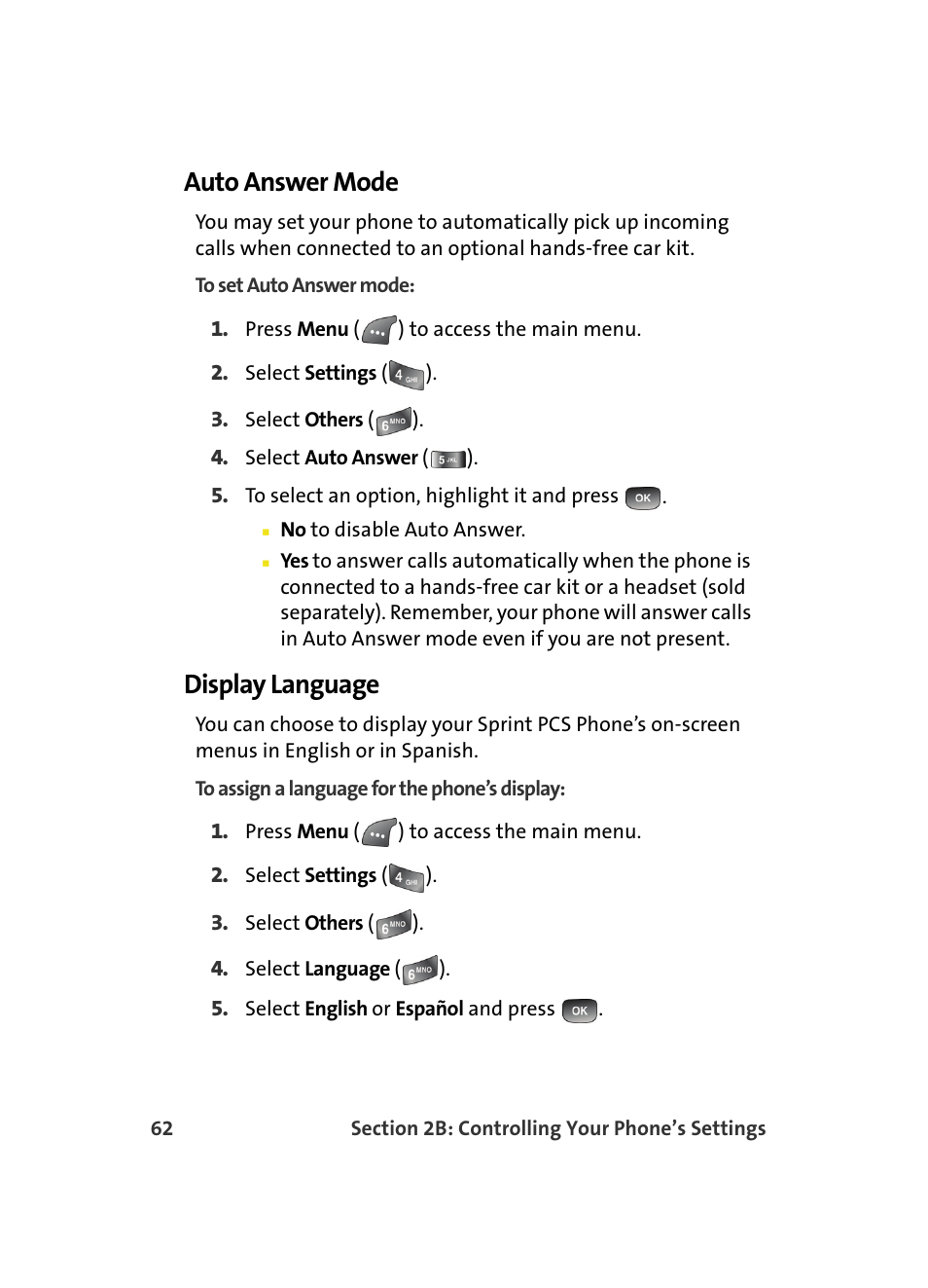 Auto answer mode, Display language | Samsung A560 User Manual | Page 70 / 179