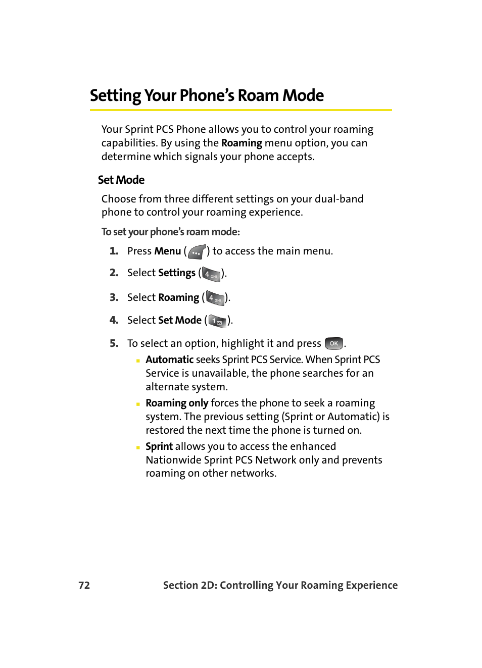 Setting your phone’s roam mode | Samsung A560 User Manual | Page 80 / 179