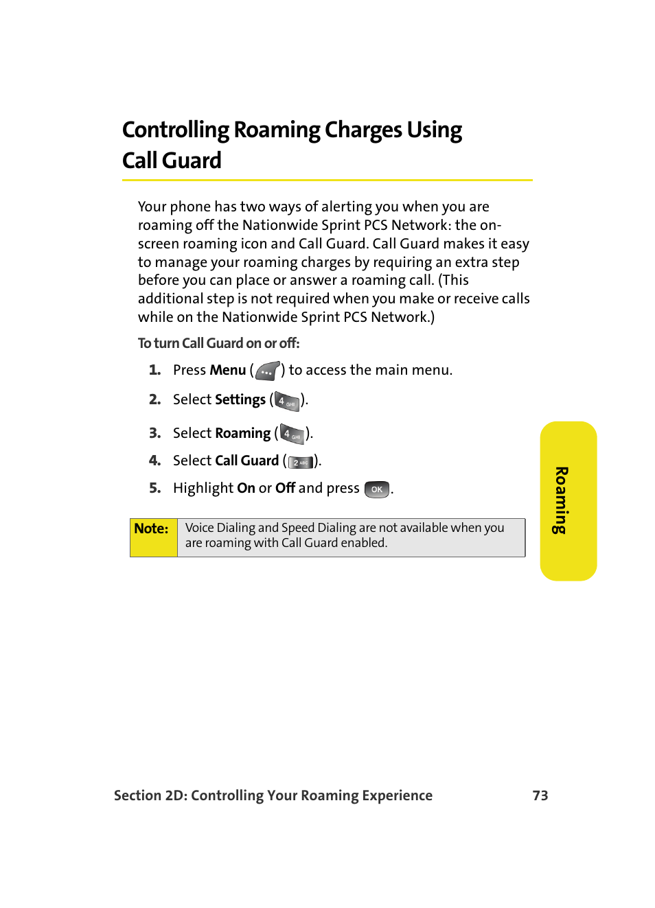 Controlling roaming charges using call guard | Samsung A560 User Manual | Page 81 / 179