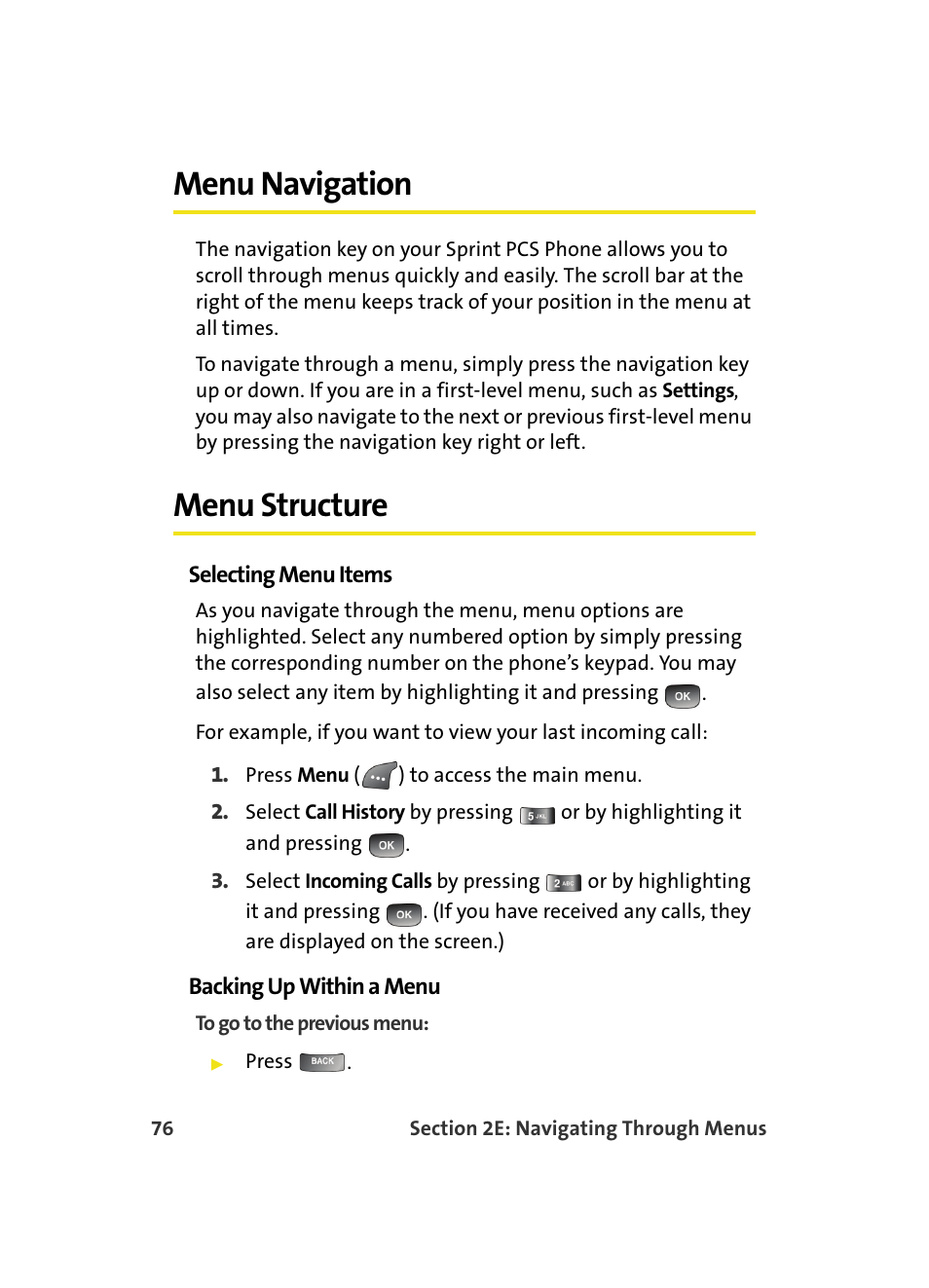Menu navigation, Menu structure | Samsung A560 User Manual | Page 84 / 179