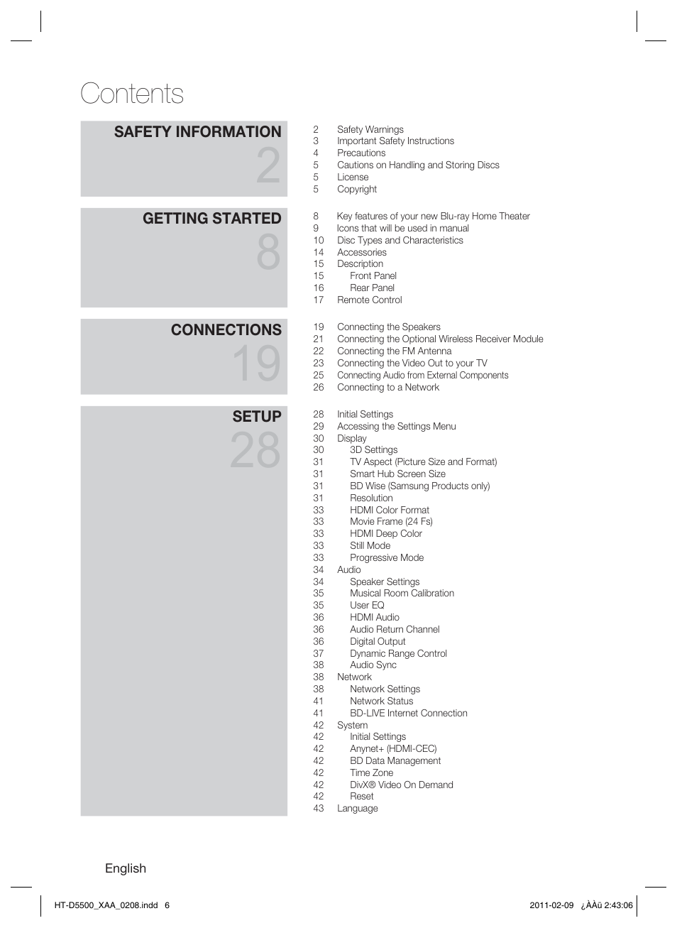 Samsung HT D5500 User Manual | Page 6 / 78