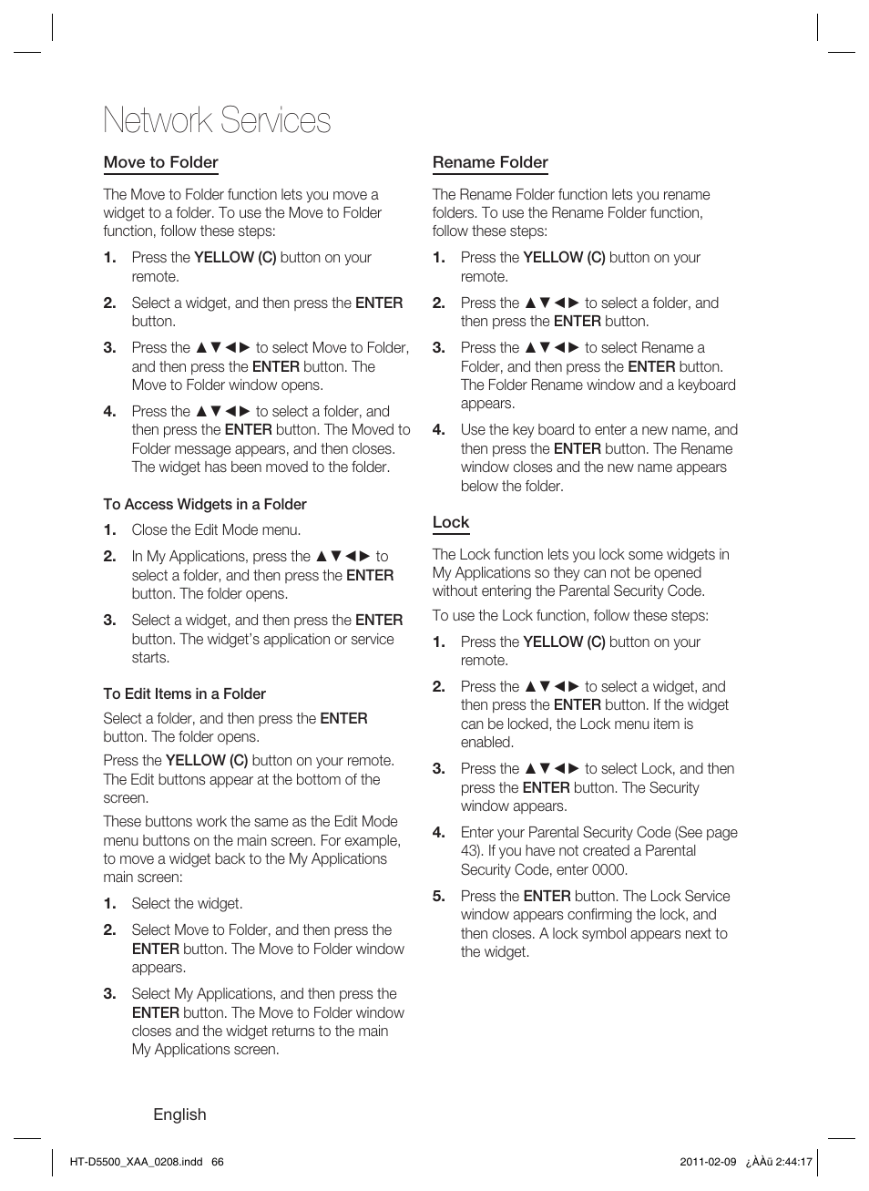 Network services | Samsung HT D5500 User Manual | Page 66 / 78